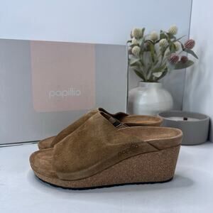 Papillio Birkenstock Namica Suede Leather Wedge Tea Narrow Fit Women 6 NWB